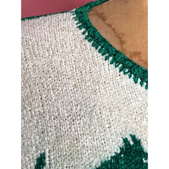 1980s EMMANUELLE KHANH Chenille. Green and White. Scottie DOG. Kitsch Pom-pom Bu - Picture 4 of 10